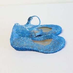 New blue glitter jelly lace sandals kids girls toddler beach pool size 29